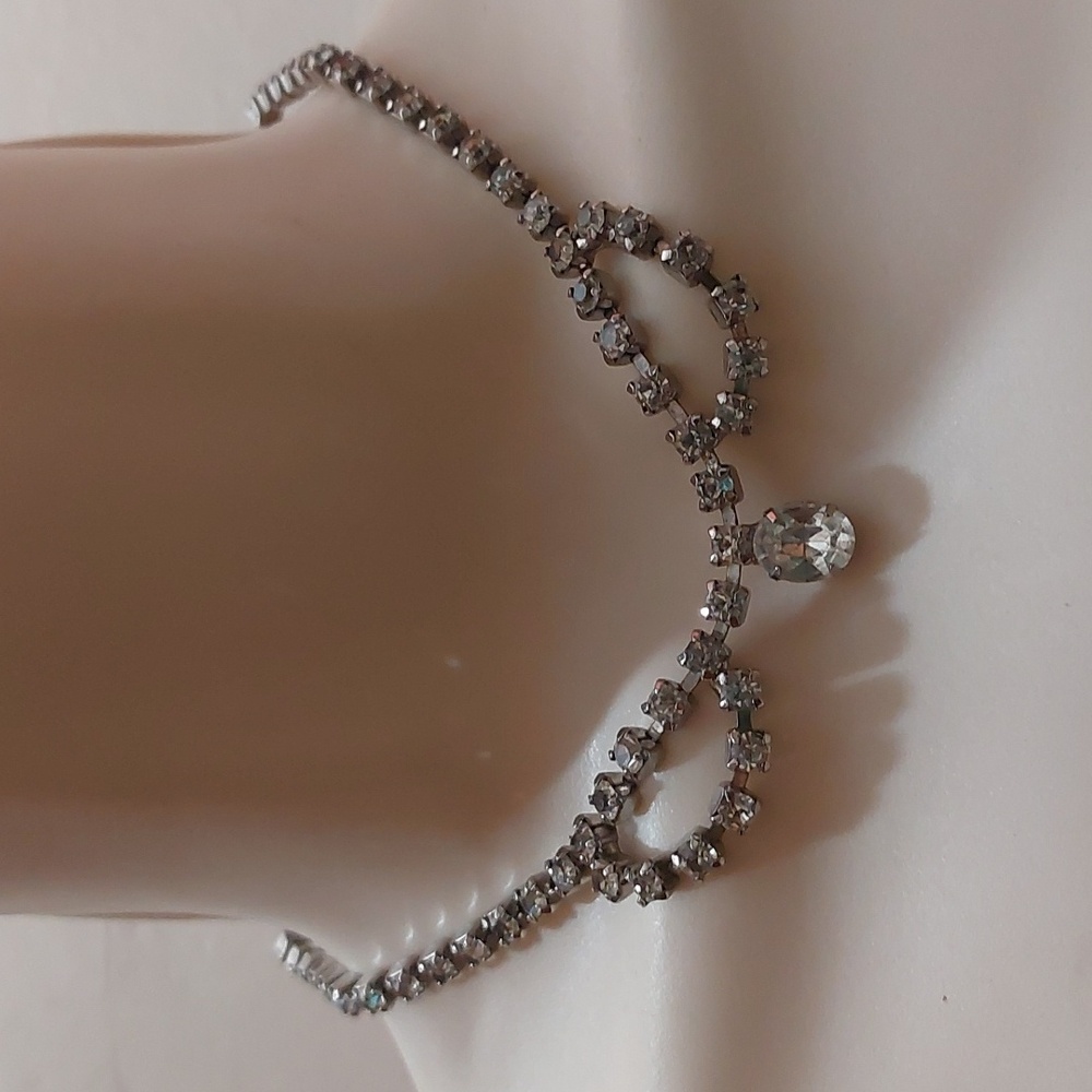 DUPLICATE Vintage Rhinestone Choker Necklace Gala Special Occasion Prom Bedazzle - Picture 2 of 4